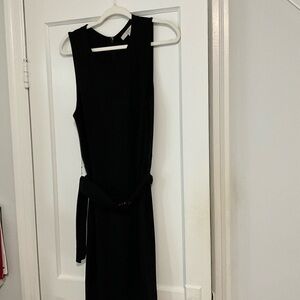 LOFT Black Midi Dress with Belt